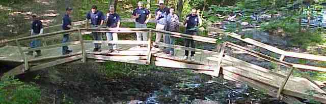 Elfun Volunteers on the new 38' Wooden Rainbow Bridge