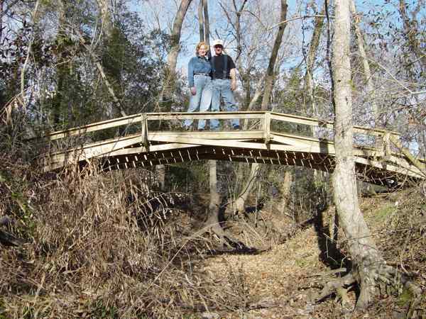 outdoor wooden bridge